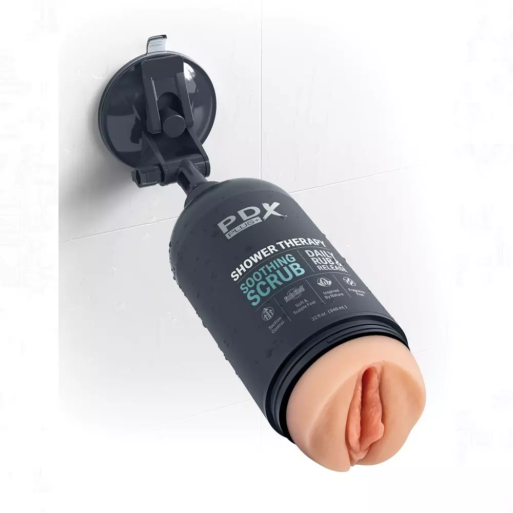 PDX Plus Shower Therapy Soothing Scrub Pussy Stroker In Flesh